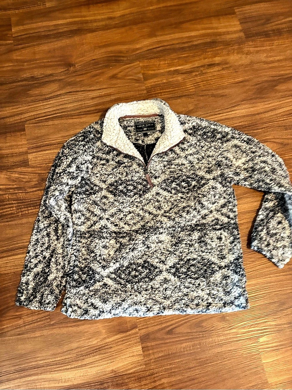 True Grit Frosty Tipped 1/4-Zip Pullover Men's Gray & White